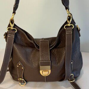 The Sak Dark Brown Leather Hobo with Gold Hardware